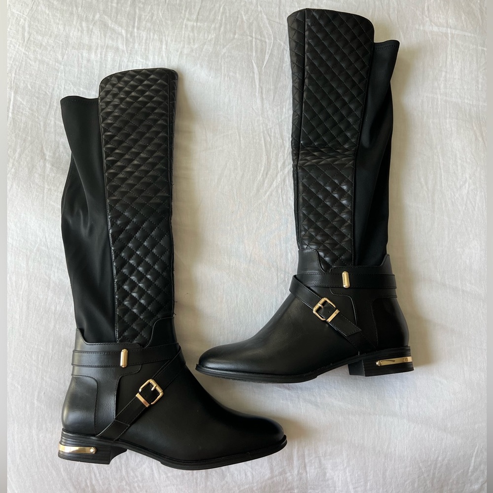 Shoe Dazzle Black Quilted Heeled Boots - Picture 7 of 7